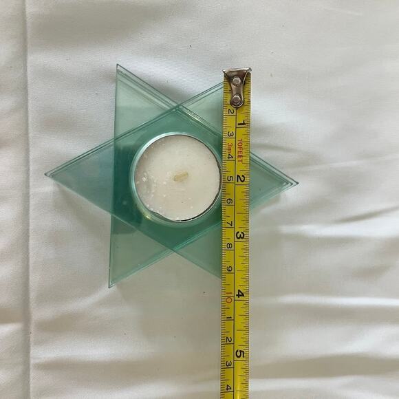 Giftco. Star of David Glass Tealight Candle Holder 4" - Picture 8 of 9